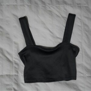 Black Ribbed Crop Top Tank